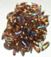 100 3x11mm Transparent Smoke Topaz AB Dagger Beads